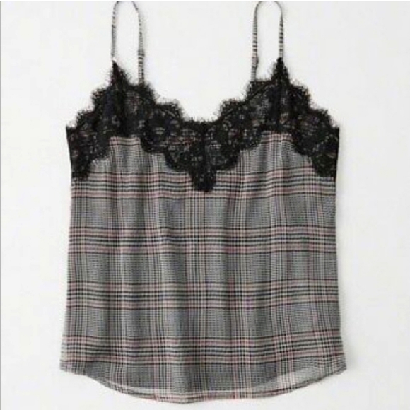 Abercrombie & Fitch Black Red Plaid Lace Cami 🥀 - Picture 3 of 12